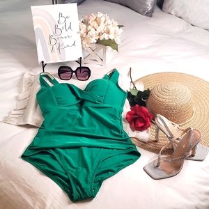 Tommy Control Twist-Front Square Neck Full Coverage One Piece Swimsuit  Size S